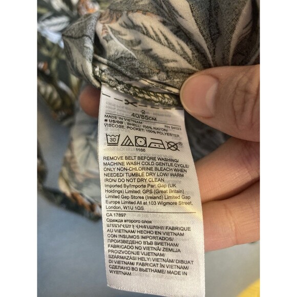 Banana Republic W Sz 2 Wrap Dress Tiger Jungle Green Midi Belted - Picture 14 of 16